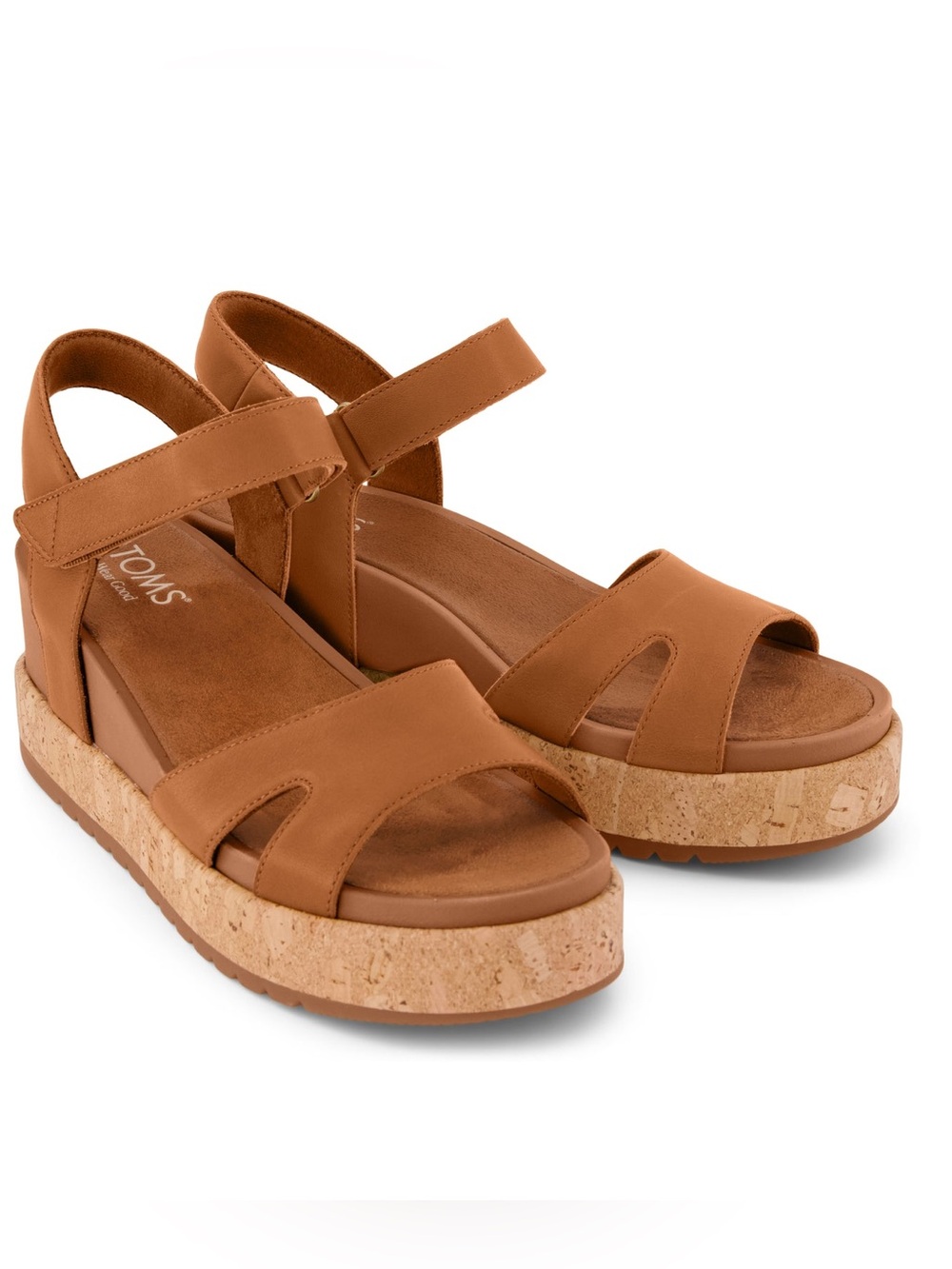 Toms Alana Open Toe Wedge Sandals Color Brown Womens size 9 NWT